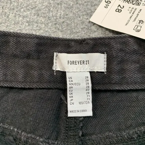 Forever 21 Pants Womens 28 Mixed Media Cargo Faux Leather Paneled Wide Straight - Picture 5 of 13